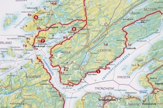 Mapa Trondheimského fjordu. Ostrov Garten je v strede vľavo.