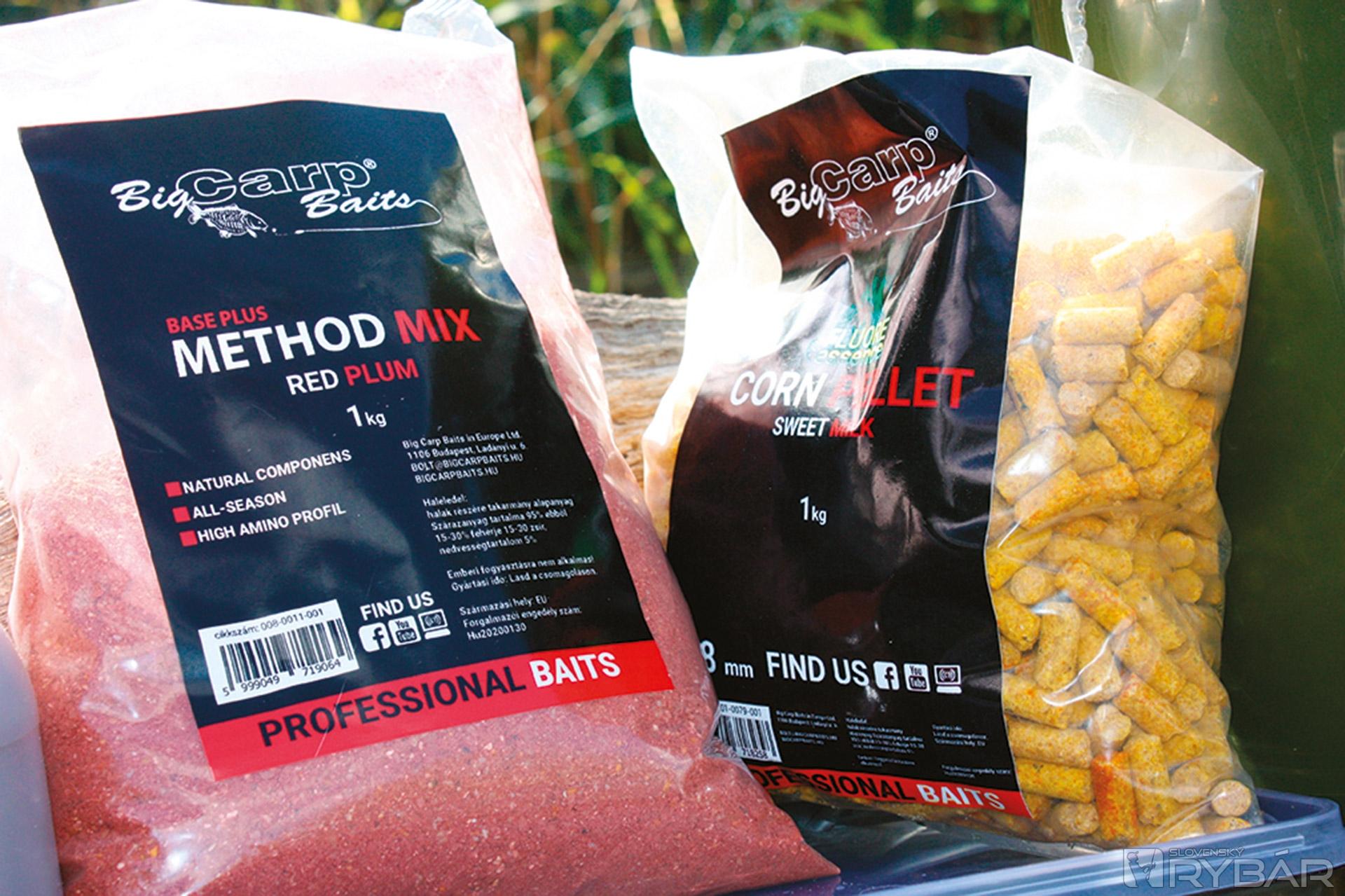 Jedinečný method mix a kukuričné pelety Big Carp baits.