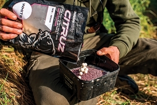 Nasypte niekoľko bielych boilies Citruz.