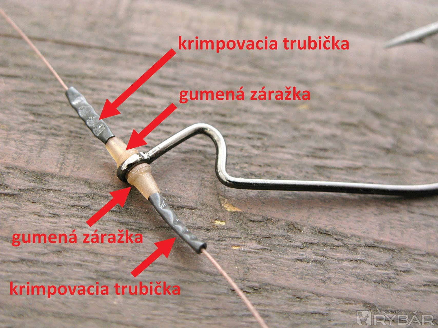 Detail drop-shotovej 
montáže na oceľo-
vom lanku.