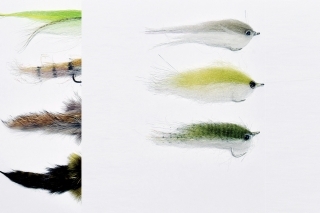 Traja vyvolení: Fulling Mill Salty Baitfish vo vyhotovení (zhora) – mullet, chatreuse a sardelka.