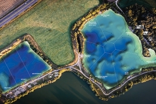 Vrstevnicová mapa jazier Green Lakes.