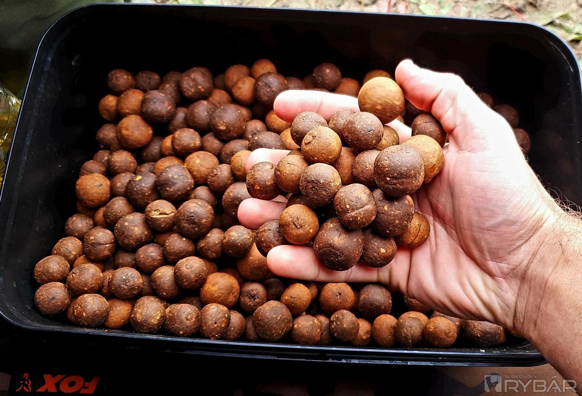 Mix boilies LOSOS a PRAKTIK, ktorý som si ešte zalial tekutou potravou. Tento mix používam na každej jesennej výprave.