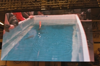 Novinkou na Fishing Show bola veľkopološná obrazovka, na ktorej sa premietali prednášky pri bazéne.