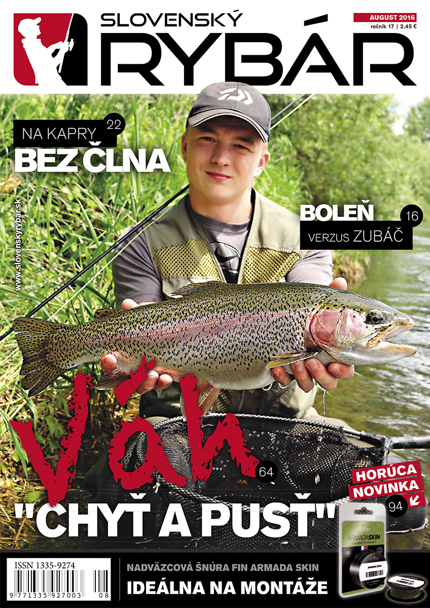 2016, august, rybár, slovenský, rybársky časopis, magazín, vydavateľstvo