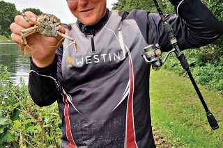 Na ďalší deň je hlásená veterná smršť. Presunul sa preto naň voľný deň. Všetci majú zakázané vyjsť na vodu, tak vyrážame na bicykli na street fishing. Skúšame asi 15 rôznych kanálov, väčšinou so slanou vodou. Našim najslávnejším úlovkom je tak tento krab.