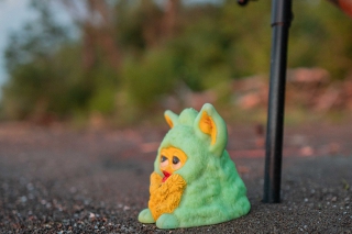 Furby, náš maskot, ktorého som našiel na brehu Šíravy po vysokej jarnej vode. Odvtedy mi prináša šťastie na rybách.